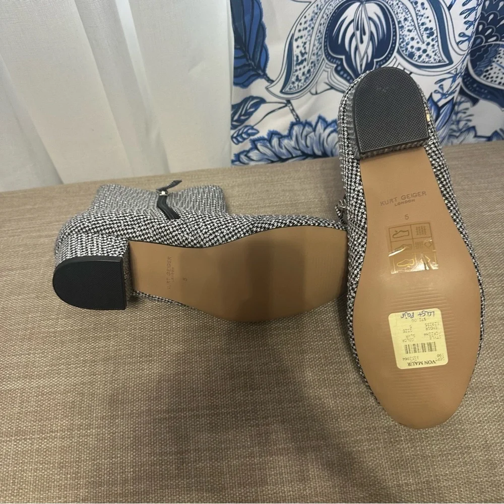 Kurt Geiger Houndstooth and Rhinestone Ankle Boots NWOB 5 YOUTH or 6.5 Women’s